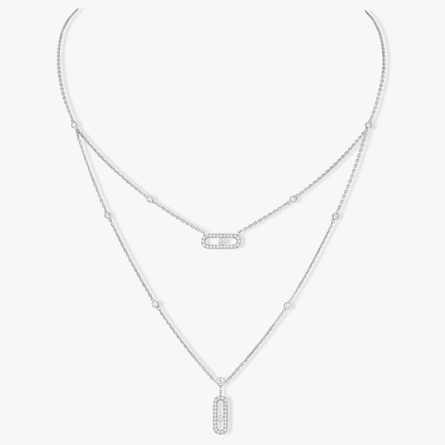 [ECHO]MOVE 2 ROW DIAMOND NECKLACE