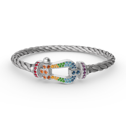 [ECHO ]FORC LARGE HORSESHOE  COLORED DIAMOND BRACELET SILVER