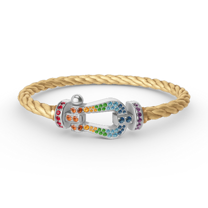 [ECHO ]FORC LARGE HORSESHOE  COLORED DIAMOND BRACELET SILVER