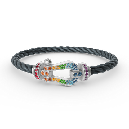 [ECHO ]FORC LARGE HORSESHOE  COLORED DIAMOND BRACELET SILVER