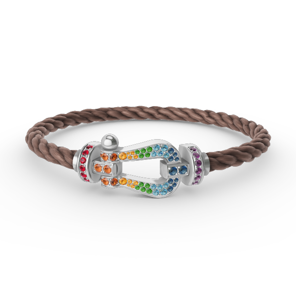 [ECHO ]FORC LARGE HORSESHOE  COLORED DIAMOND BRACELET SILVER