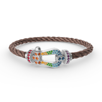 [ECHO ]FORC LARGE HORSESHOE  COLORED DIAMOND BRACELET SILVER