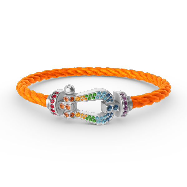 [ECHO ]FORC LARGE HORSESHOE  COLORED DIAMOND BRACELET SILVER