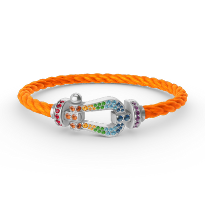 [ECHO ]FORC LARGE HORSESHOE  COLORED DIAMOND BRACELET SILVER