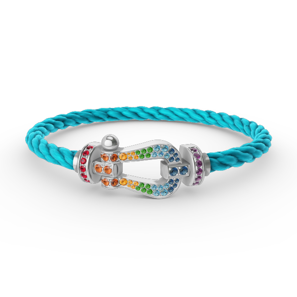 [ECHO ]FORC LARGE HORSESHOE  COLORED DIAMOND BRACELET SILVER