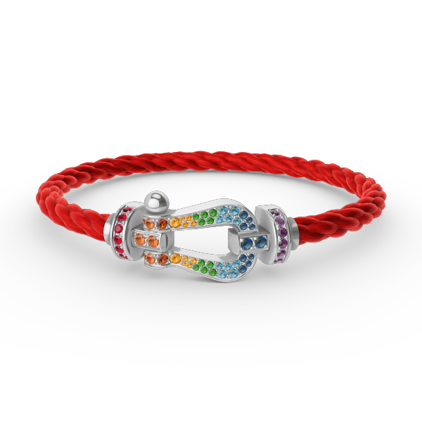 [ECHO ]FORC LARGE HORSESHOE  COLORED DIAMOND BRACELET SILVER