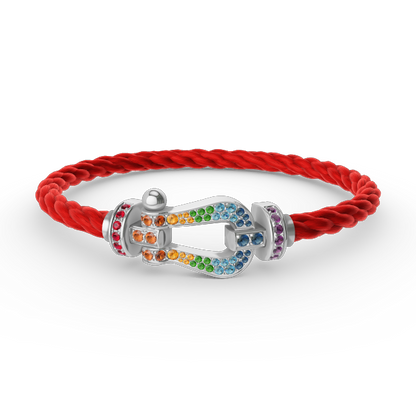 [ECHO ]FORC LARGE HORSESHOE  COLORED DIAMOND BRACELET SILVER