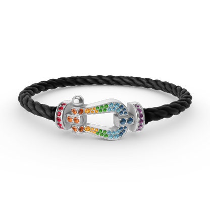 [ECHO ]FORC LARGE HORSESHOE  COLORED DIAMOND BRACELET SILVER