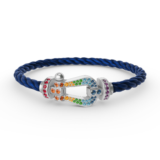 [ECHO ]FORC LARGE HORSESHOE  COLORED DIAMOND BRACELET SILVER