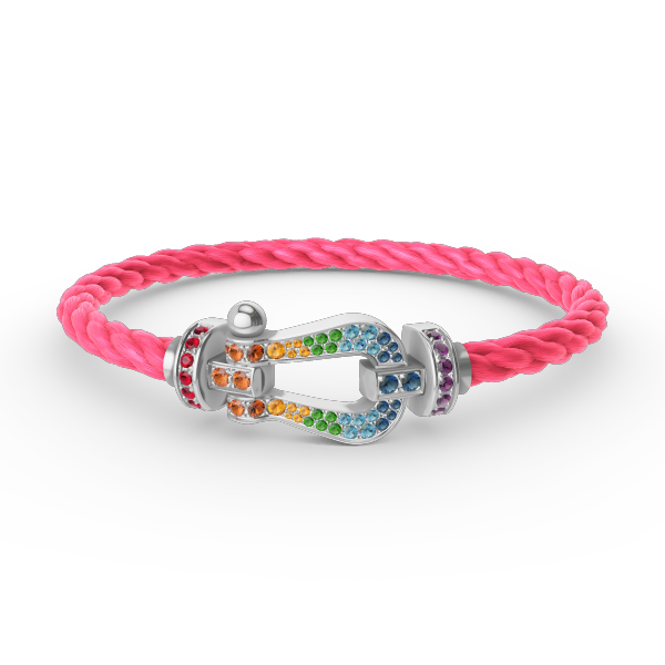 [ECHO ]FORC LARGE HORSESHOE  COLORED DIAMOND BRACELET SILVER