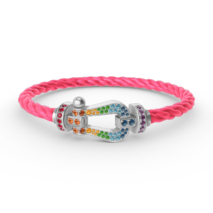 [ECHO ]FORC LARGE HORSESHOE  COLORED DIAMOND BRACELET SILVER