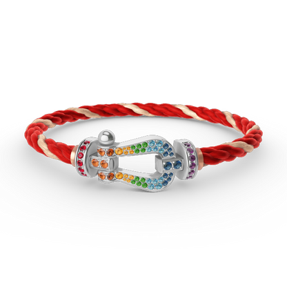 [ECHO ]FORC LARGE HORSESHOE  COLORED DIAMOND BRACELET SILVER