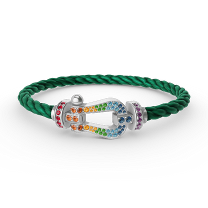 [ECHO ]FORC LARGE HORSESHOE  COLORED DIAMOND BRACELET SILVER