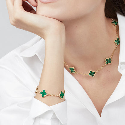 [ECHO ]CLOVER 10 MOTIFS MALACHITE NECKLACE
