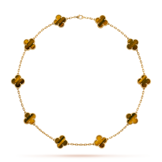 [ECHO ]CLOVER 10 MOTIFS TIGER EYE NECKLACE
