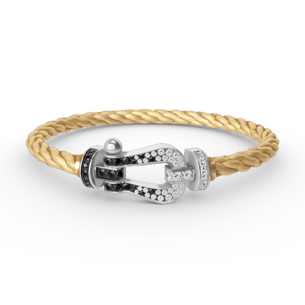 [ECHO ]FORCE LARGE HORSESHOE BLACK WHITE DIAMOND BRACELET SILVER