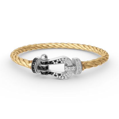 [ECHO ]FORCE LARGE HORSESHOE BLACK WHITE DIAMOND BRACELET SILVER