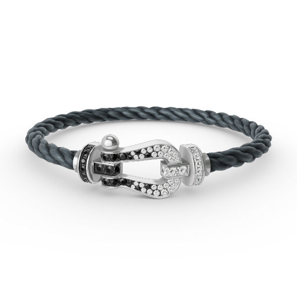 [ECHO ]FORCE LARGE HORSESHOE BLACK WHITE DIAMOND BRACELET SILVER