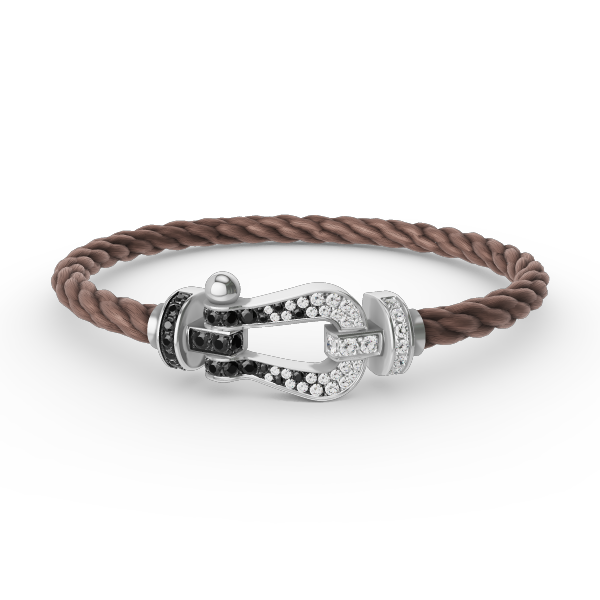 [ECHO ]FORCE LARGE HORSESHOE BLACK WHITE DIAMOND BRACELET SILVER
