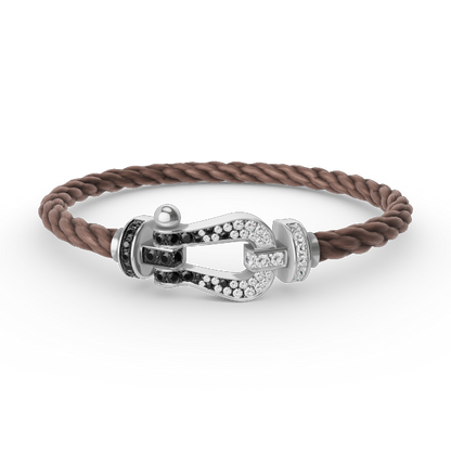 [ECHO ]FORCE LARGE HORSESHOE BLACK WHITE DIAMOND BRACELET SILVER