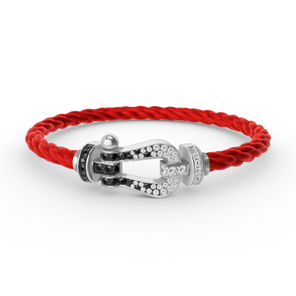 [ECHO ]FORCE LARGE HORSESHOE BLACK WHITE DIAMOND BRACELET SILVER