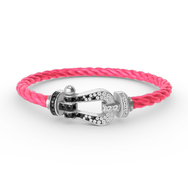 [ECHO ]FORCE LARGE HORSESHOE BLACK WHITE DIAMOND BRACELET SILVER