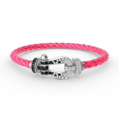 [ECHO ]FORCE LARGE HORSESHOE BLACK WHITE DIAMOND BRACELET SILVER