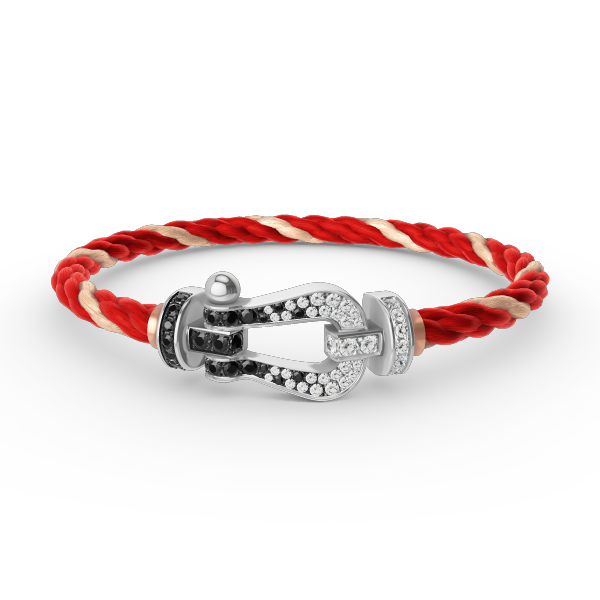[ECHO ]FORCE LARGE HORSESHOE BLACK WHITE DIAMOND BRACELET SILVER