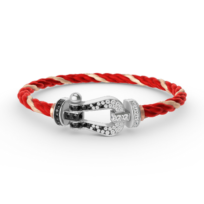 [ECHO ]FORCE LARGE HORSESHOE BLACK WHITE DIAMOND BRACELET SILVER