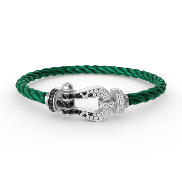 [ECHO ]FORCE LARGE HORSESHOE BLACK WHITE DIAMOND BRACELET SILVER
