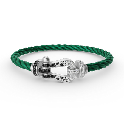 [ECHO ]FORCE LARGE HORSESHOE BLACK WHITE DIAMOND BRACELET SILVER