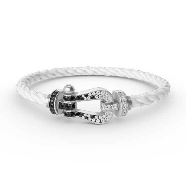 [ECHO ]FORCE LARGE HORSESHOE BLACK WHITE DIAMOND BRACELET SILVER