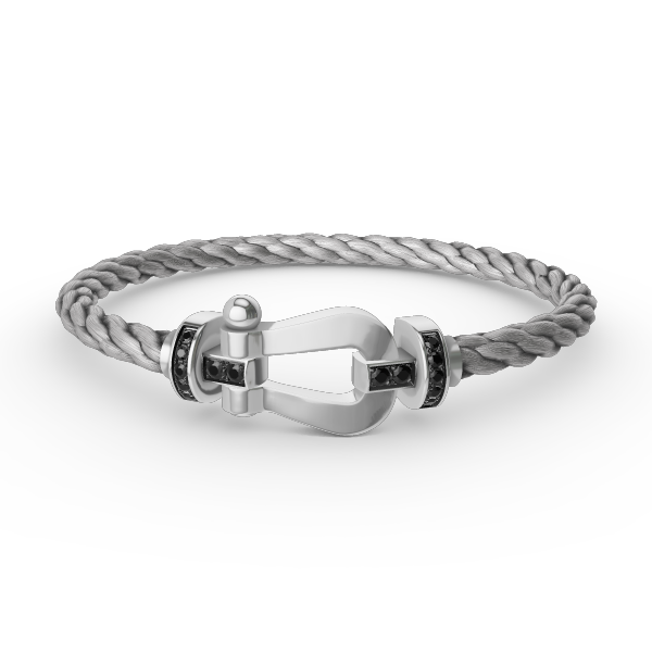[ECHO ]FORCE LARGE HORSESHOE BLACK DIAMOND BRACELET SILVER