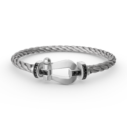 [ECHO ]FORCE LARGE HORSESHOE BLACK DIAMOND BRACELET SILVER
