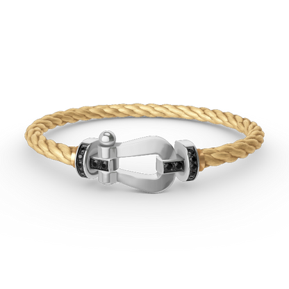 [ECHO ]FORCE LARGE HORSESHOE BLACK DIAMOND BRACELET SILVER