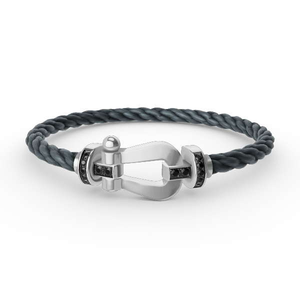 [ECHO ]FORCE LARGE HORSESHOE BLACK DIAMOND BRACELET SILVER