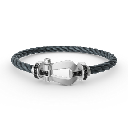 [ECHO ]FORCE LARGE HORSESHOE BLACK DIAMOND BRACELET SILVER