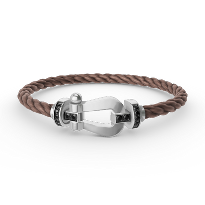 [ECHO ]FORCE LARGE HORSESHOE BLACK DIAMOND BRACELET SILVER