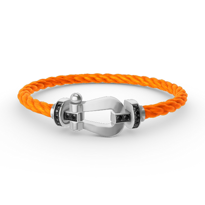 [ECHO ]FORCE LARGE HORSESHOE BLACK DIAMOND BRACELET SILVER