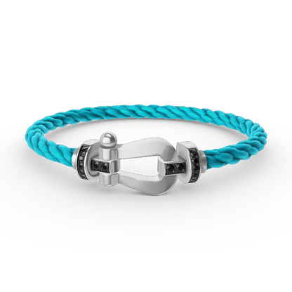 [ECHO ]FORCE LARGE HORSESHOE BLACK DIAMOND BRACELET SILVER