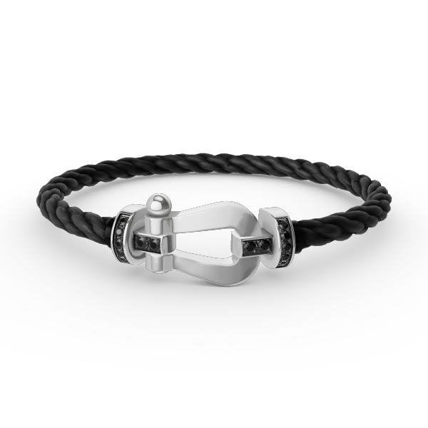 [ECHO ]FORCE LARGE HORSESHOE BLACK DIAMOND BRACELET SILVER