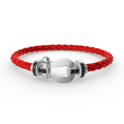 [ECHO ]FORCE LARGE HORSESHOE BLACK DIAMOND BRACELET SILVER