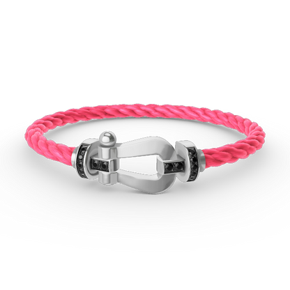 [ECHO ]FORCE LARGE HORSESHOE BLACK DIAMOND BRACELET SILVER