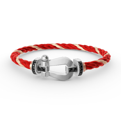 [ECHO ]FORCE LARGE HORSESHOE BLACK DIAMOND BRACELET SILVER