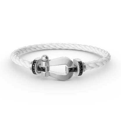 [ECHO ]FORCE LARGE HORSESHOE BLACK DIAMOND BRACELET SILVER