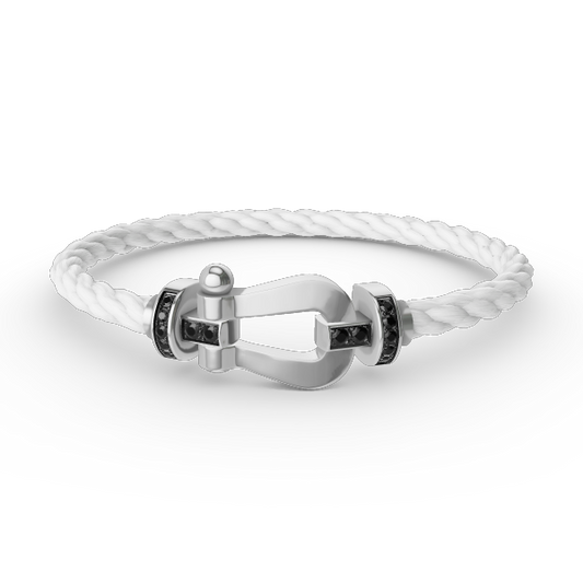 [ECHO ]FORCE LARGE HORSESHOE BLACK DIAMOND BRACELET SILVER