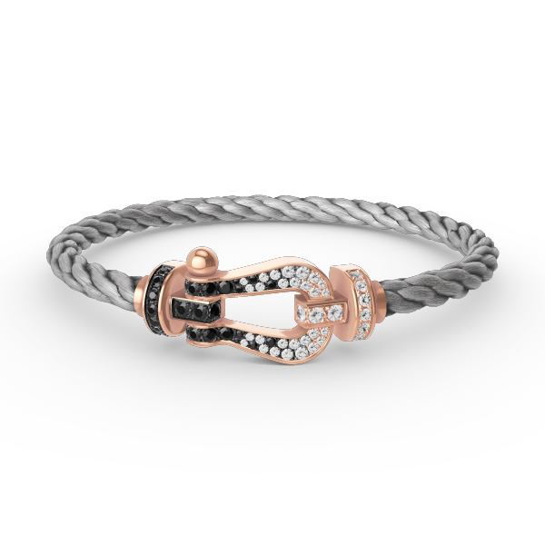 [ECHO ]FORCE LARGE HORSESHOE BLACK WHITE DIAMOND BRACELET ROSE GOLD