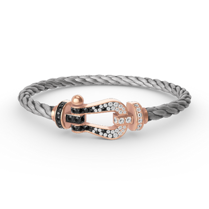 [ECHO ]FORCE LARGE HORSESHOE BLACK WHITE DIAMOND BRACELET ROSE GOLD