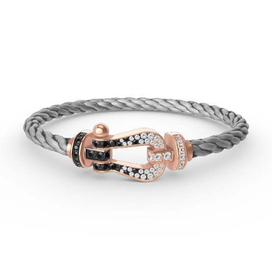 [ECHO ]FORCE LARGE HORSESHOE BLACK WHITE DIAMOND BRACELET ROSE GOLD