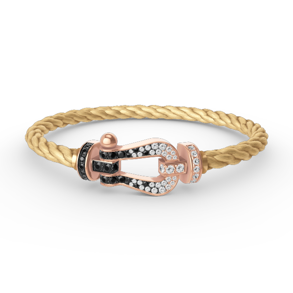 [ECHO ]FORCE LARGE HORSESHOE BLACK WHITE DIAMOND BRACELET ROSE GOLD